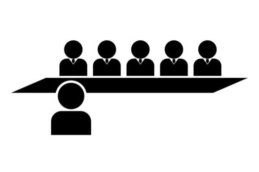 Interviewers and candidate interview silhouette icon. vector