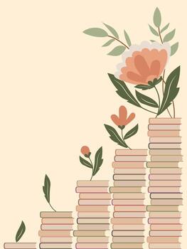 pilas de libros con concepto de prosperidad y ascenso a conocimiento. vector