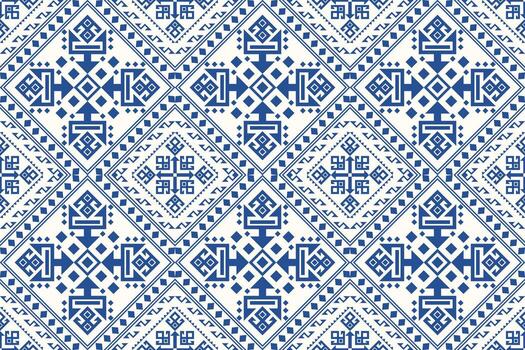Geometric ethnic oriental seamless pattern ,blue and white background,geometric floral seamless pattern.design for texture,print,tile. vector