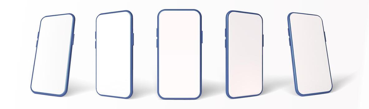 Realistic 3d blue smartphone mockup. Modern mobile device with blank screen. template for app design, advertising, ecommerce, technology and digital presentation vector