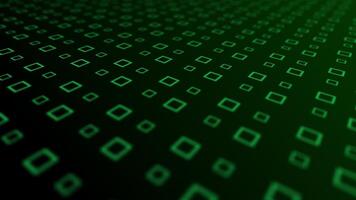 Green geometric background. Green squares pattern creates visual illusion on dark background, dynamic movement and depth green geometric cube background. Minimalist grid loop. 4k 60 fps video