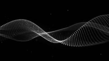 Abstract Slow Motion Wave Lines and Dot Pattern 4K Animation. Seamless Loop on Black Background, White and Gray Linear Waves, Monochrome Digital Flow, Smooth Water Surface, Smoke Illustration. video