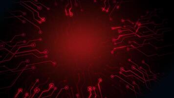 High tech neon circuit board. Glowing red circuit animation. futuristic digital Data moving on Circuit Board. Loop 4k 60 fps. video