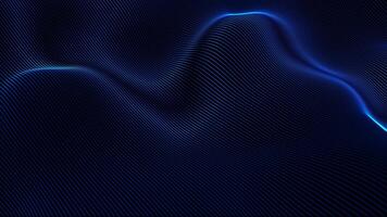 azul tecnologia onda fundo desatado laço. 4k digital partícula fluxo, futurista movimento gráficos, ciberespaço animação, corporativo luz efeitos, suave ondulado linhas, moderno dados visualização video