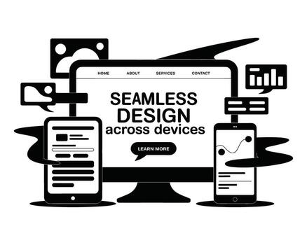 moderno digital interfaz diseño concepto demostración sin costura integración a través de múltiple dispositivos vector