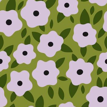 sin costura modelo con sencillo flores en un verde antecedentes. gráficos. vector