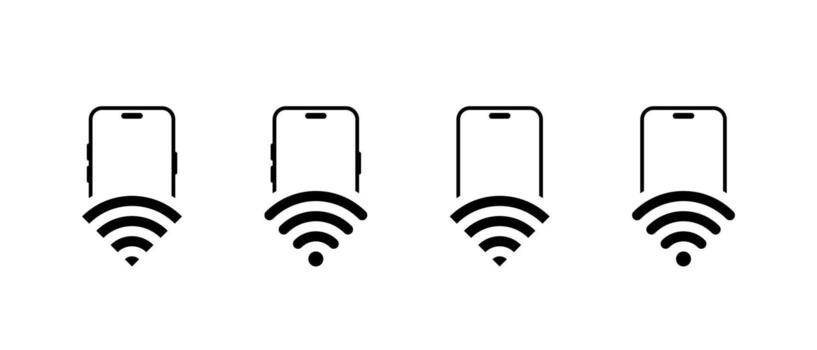 Smartphone with WiFi icon set. Mobile internet and wireless connection symbol vector