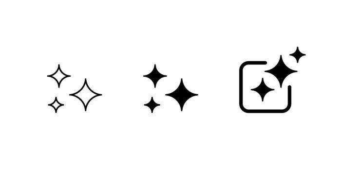 AI generate sparkle icon set. Artificial intelligence magic and smart effect symbol vector