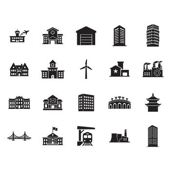 edificios y arquitectura glifos aislado en blanco antecedentes para tu diseño vector