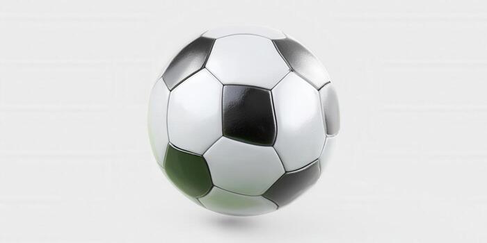 A perfectly rendered football, ready for a game of soccer, isolated on a clean background. photo