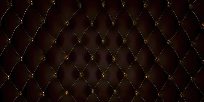 A luxurious, dark brown leather texture with gold button details and diamond pattern. photo