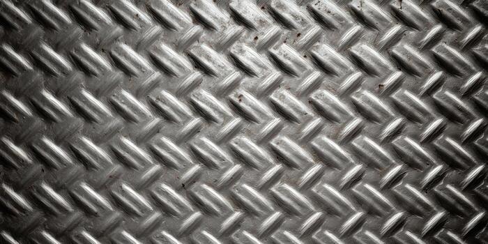 Detailed view of a diamond plate pattern, ideal for industrial or abstract backgrounds. photo