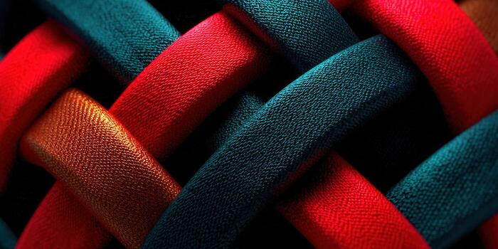 Intricate weave of colorful fabrics creating a detailed and artistic pattern. photo