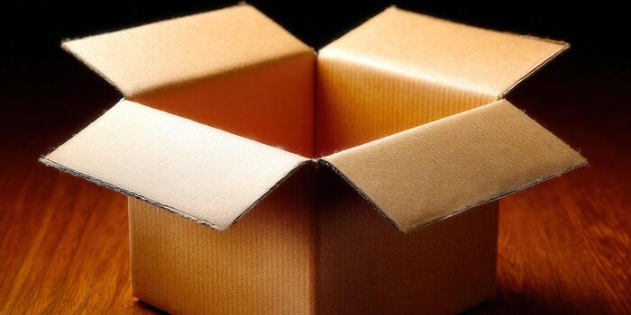 An empty cardboard box sits open, perfect for packaging and shipping items. photo