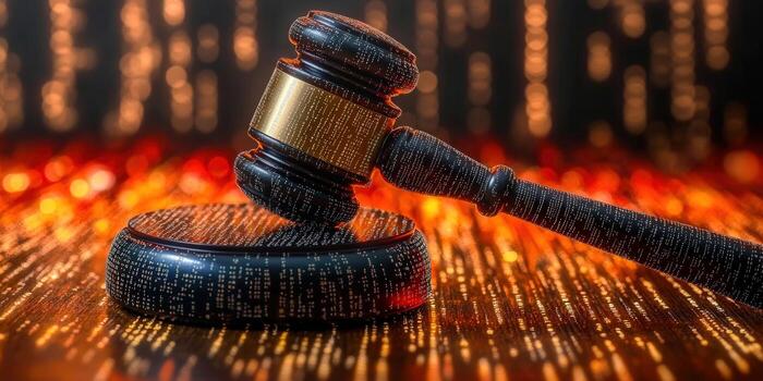 A gavel symbolizing digital justice and the intersection of law and technology. photo