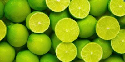 vibrante de cerca de fresco, jugoso limas, Perfecto para culinario usos y bebidas foto
