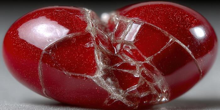 un destrozado rojo corazón simboliza desamor, pérdida, y el final de un relación. foto