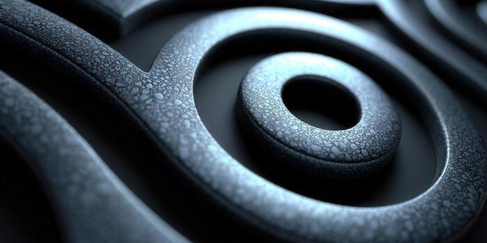A detailed shot of a textured, metallic swirl, showcasing intricate patterns and a unique design. photo
