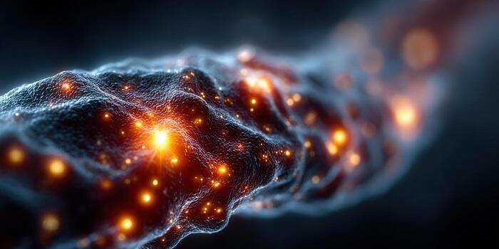 A macro view of an abstract, glowing structure, possibly representing energy or a biological system. photo