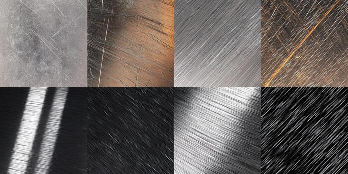 A collection of textures, featuring metal, scratches, and abstract linear patterns. photo