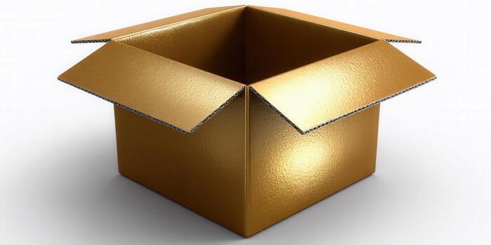 The open gold cardboard box is a perfect container for any precious gift. photo