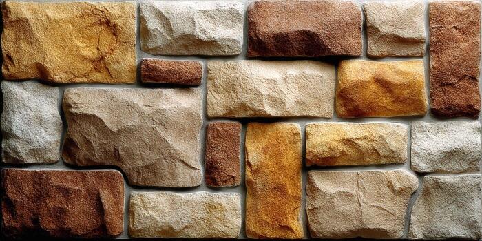 un detallado Disparo de un Roca pared presentando un interesante textura y color paleta. foto