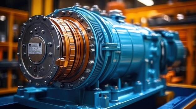 Intricate industrial machinery with detailed engineering components in a manufacturing setting. photo