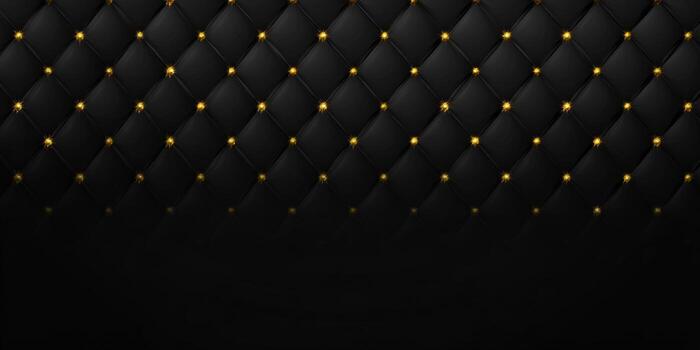 Luxurious black leather with gold studs creates a rich and elegant backdrop for design. photo