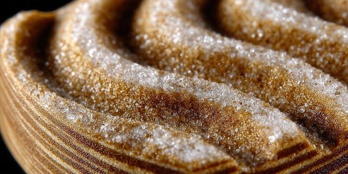 A close-up view of a sweet treat, showing off the glistening sugar crystals and delightful texture. photo