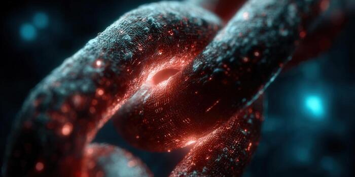 un resumen imagen de un brillante cadena simbolizando digital seguridad y tecnológico conexiones foto