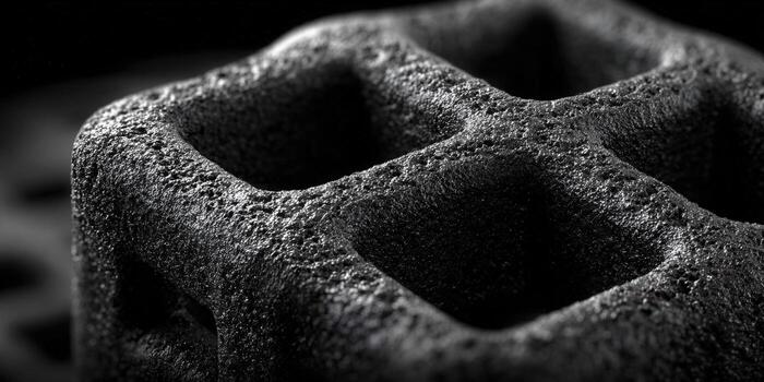 intrigante macro Disparo presentando un texturizado, oscuro superficie con un cautivador cuadrícula modelo. foto