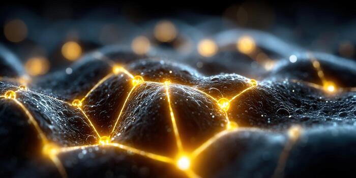 Abstract network visualization with glowing lines and interconnected nodes. photo