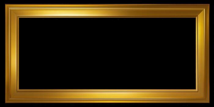 An elegant golden frame on a black background, perfect for displaying artwork or photos. photo