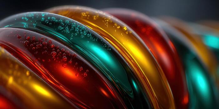 Colorful, abstract composition featuring overlapping, glossy, curved shapes with a dynamic design. photo