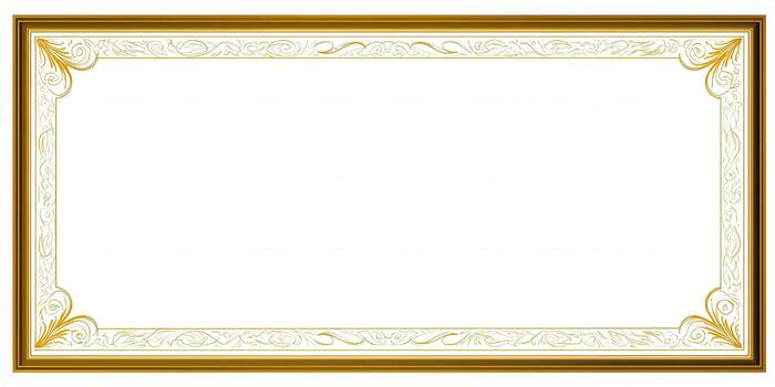 An elegant, golden frame with intricate detailing, ideal for showcasing art or certificates. photo