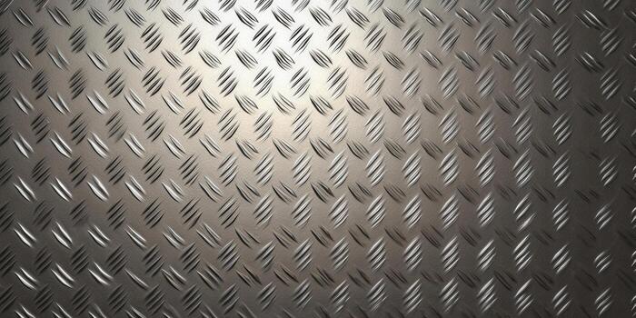 A detailed image of a shiny metal diamond plate surface with a repeating texture. photo