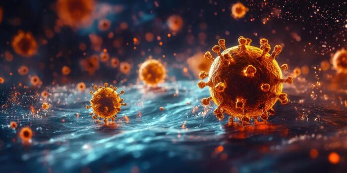 detallado artístico visualización de un virus, exhibiendo sus intrincado estructura y elementos foto