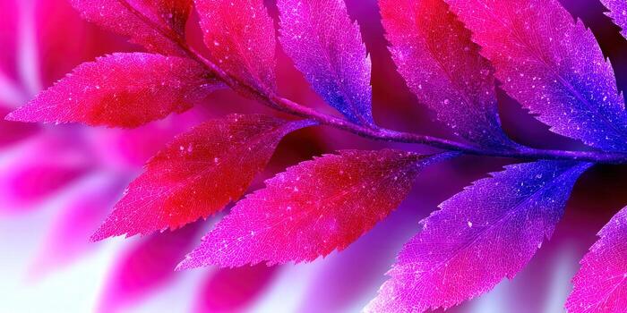 Close-up view of vibrant pink and purple leaves with a soft glow photo