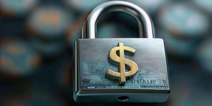 A close-up shot of a padlock with a dollar sign representing financial security and investment. photo