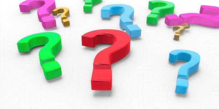 Colorful question marks in various hues, perfect for conveying inquiries and seeking answers. photo