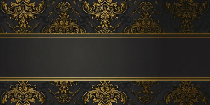 A stunning black and gold damask design with an empty center perfect for text. photo