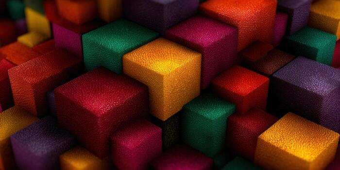 Colorful textured cubes create an eye-catching and artistic abstract design. photo