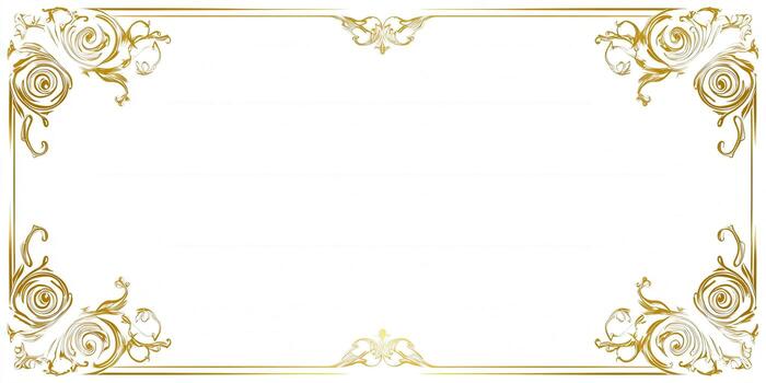 The golden frame showcases a sophisticated design with intricate floral details on white. photo