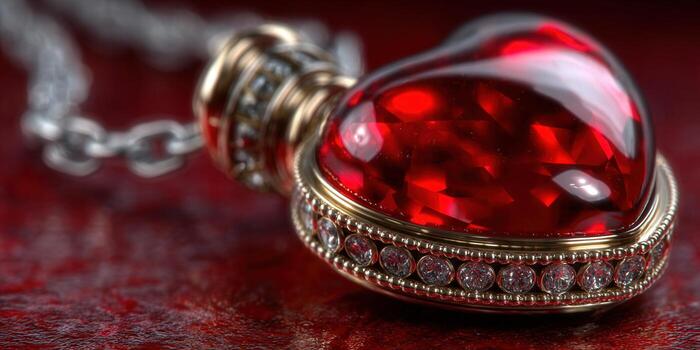 A stunning heart-shaped ruby pendant, sparkling with elegance and love photo