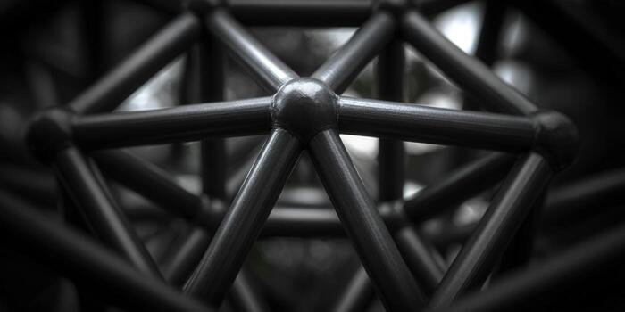 Intricate metal structure with a focus on geometric shapes and patterns. photo