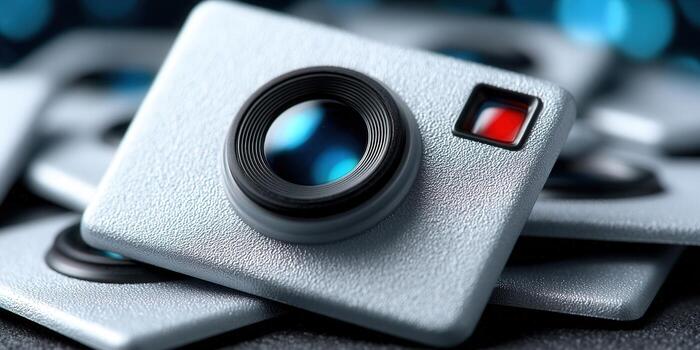 A close-up shot of a stack of miniature cameras with a focus on the lenses and recording indicators. photo