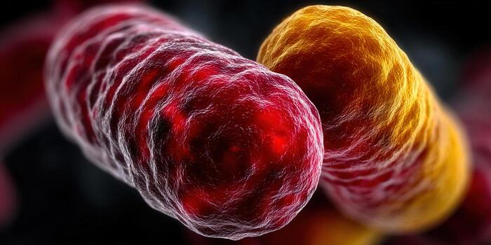 Vibrant bacteria in macro shot, highlighting cell structures and colors photo