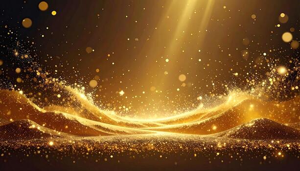 Golden, glittering, textured surface with a spotlight photo