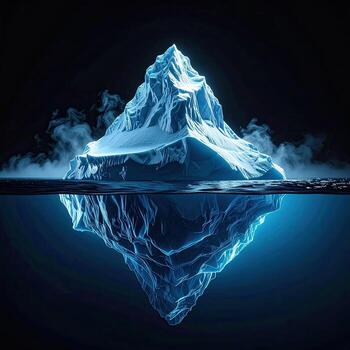 Iceberg, partially submerged, dramatic lighting photo