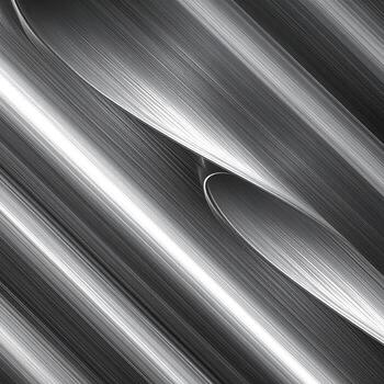 Abstract grayscale image of diagonal metallic lines with curves photo